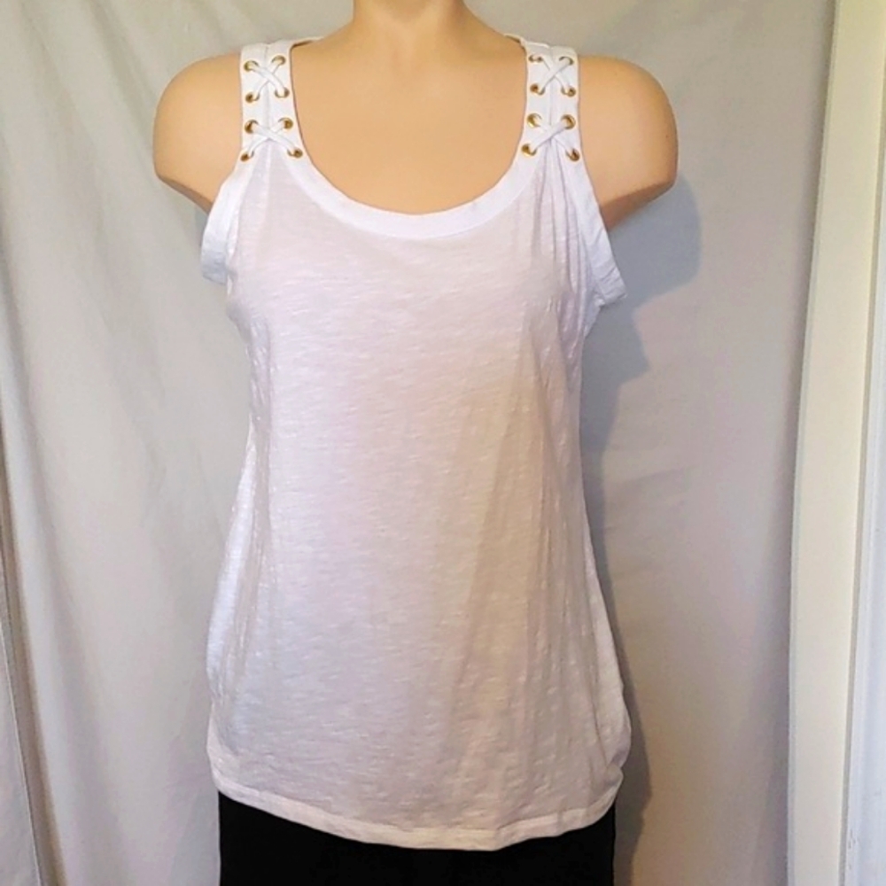 INC grommet and tie strap tank top